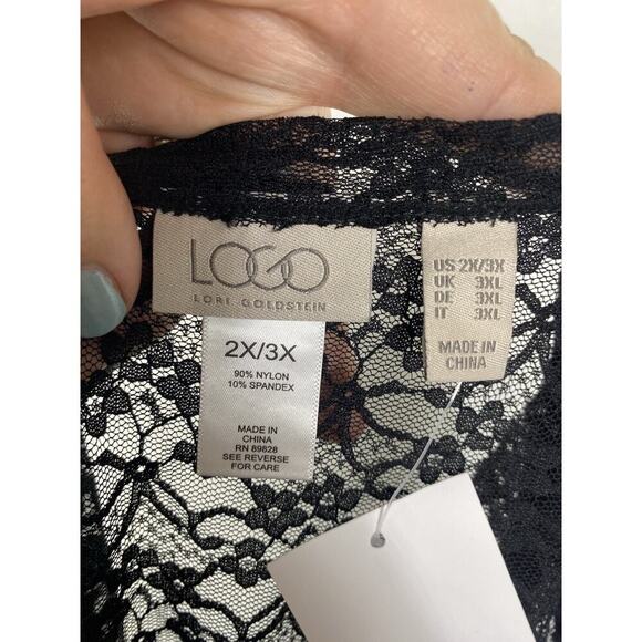 Logo Lori Goldstein Black Lace Pullover Layering Top Whimsigoth Y2K 2X 3X New - Picture 7 of 12
